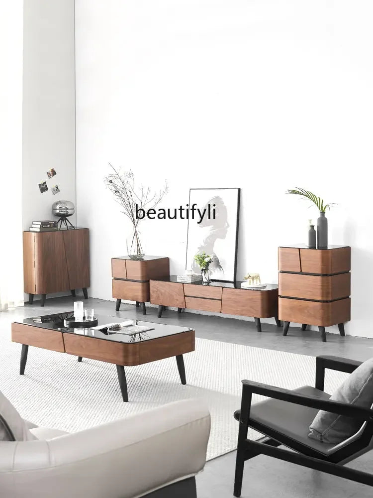 yj Nordic Style Chest of Drawers Modern Minimalist Tempered Glass Fashion Locker Storage Cabinet