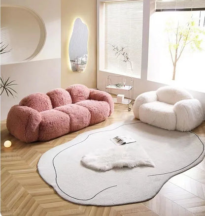 Relax 3 Seater Sofa Stretch Living Room Unusual Modern Couch Pink Lazy Designer Curved Ergonomic Canape Salon Home Furniture