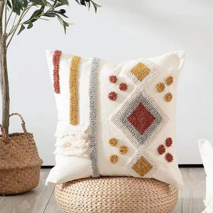 Boho Style Cushion cover Ivory Burt Orang Decoration Pillow Cover 45x45cm/30x50cm Tufted for Living room Bedroom Sofa Bed Couch