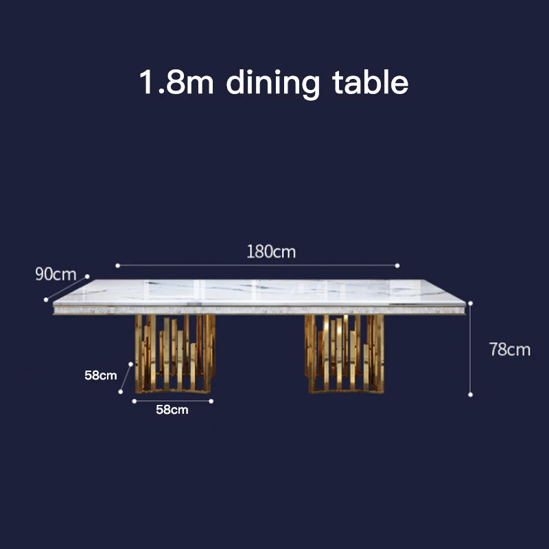 Luxury White Marble Dining Table And Chair Combination Rectangular Household Italian Type Large Concise Mesa Modern Furniture