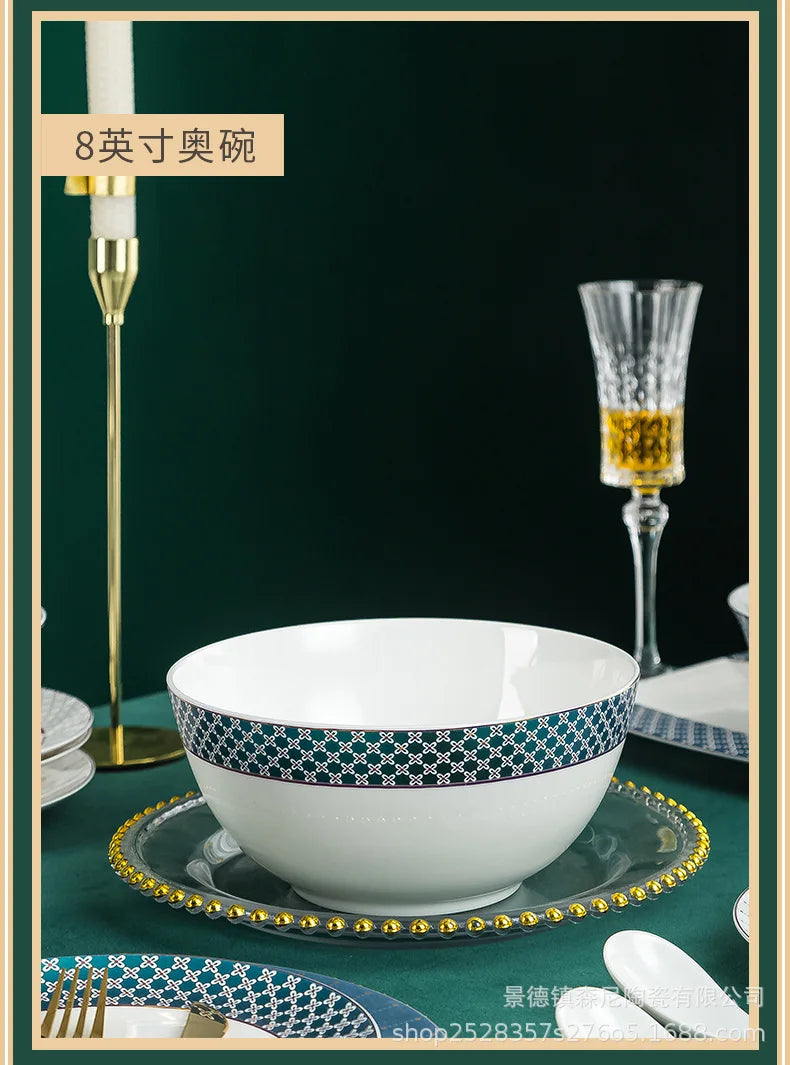 Jingdezhen dish set European style bowls and chopsticks bone china tableware gift bone china tableware