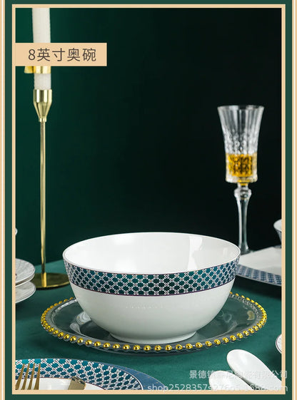 Jingdezhen dish set European style bowls and chopsticks bone china tableware gift bone china tableware