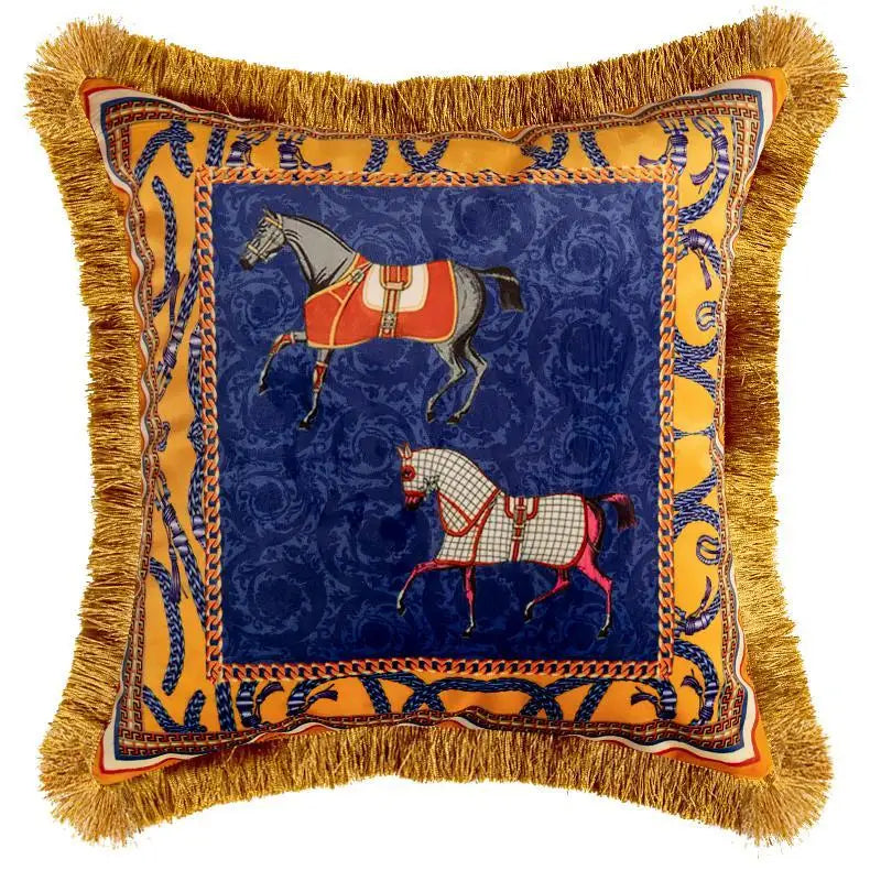 Luxury Pillow Case Horse Pattern Double Sided Velvet Hug Pillowcase Sofa Office Living Room Car Decoration Cushion Cover 45*45cm