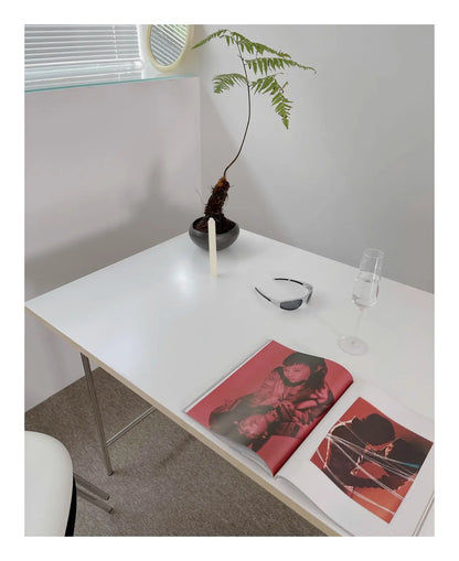 DPstudio vintage simple desk, stainless steel rectangular dining table, blogger, same conference table Bauhaus
