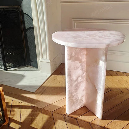 yj Pink Jade Side Table Small Apartment Living Room Sofa Side Cabinet Corner Table Creative Art Small Coffee Table