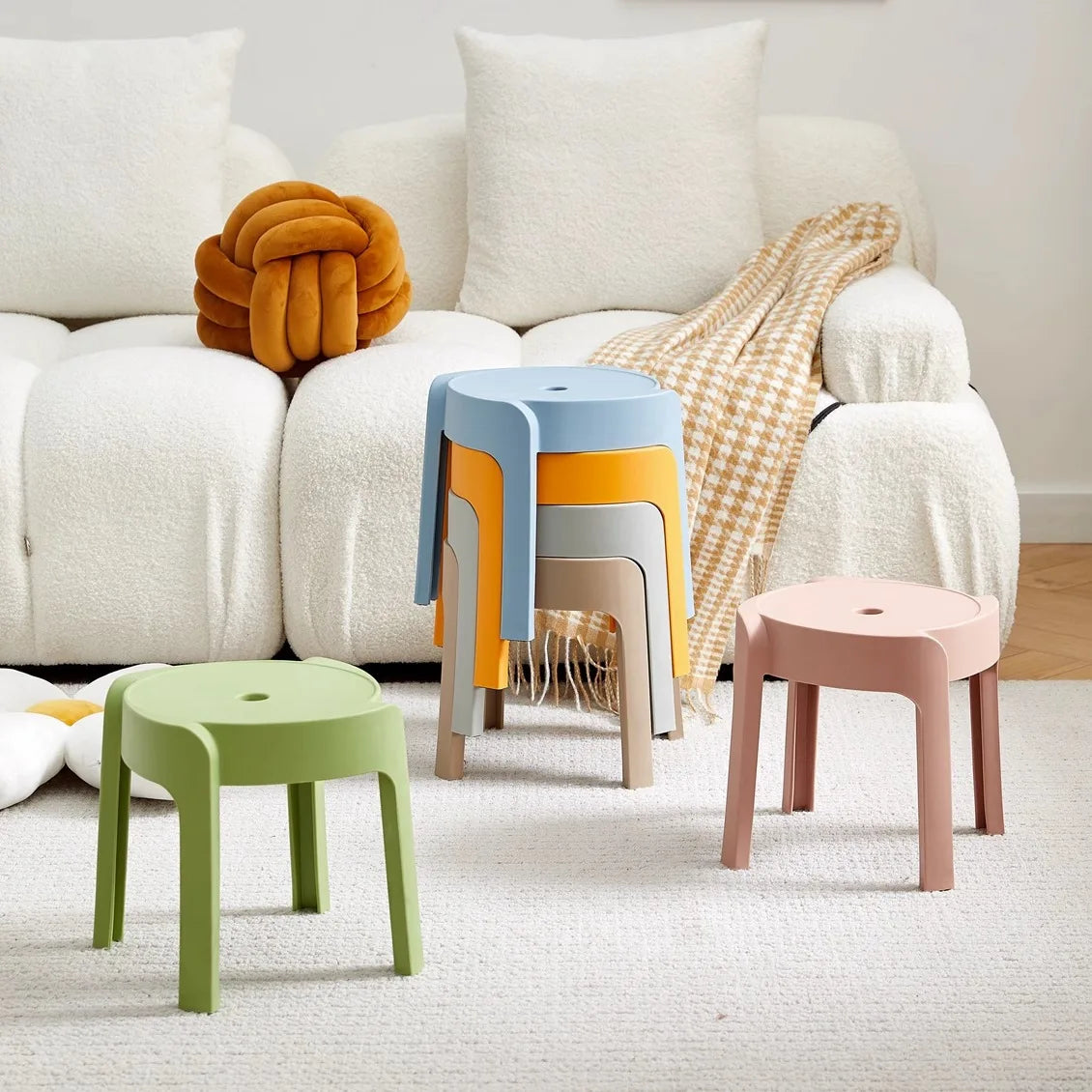 Dining Chairs Thickening Backrest Nordic Chair Plastic Stool Rotundity Stackable Modern Furniture Nordic Chair