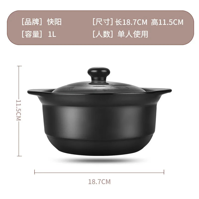 Chinese High Temperature Resistant Household Casserole Cooking Pot Cookware Set Ceramic Hot Pot Food Warmer 1-6L