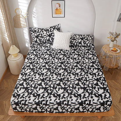 1pc 100% polyester printing bed mattress set with four corners and elastic band sheets hot sale(pillowcases need order)