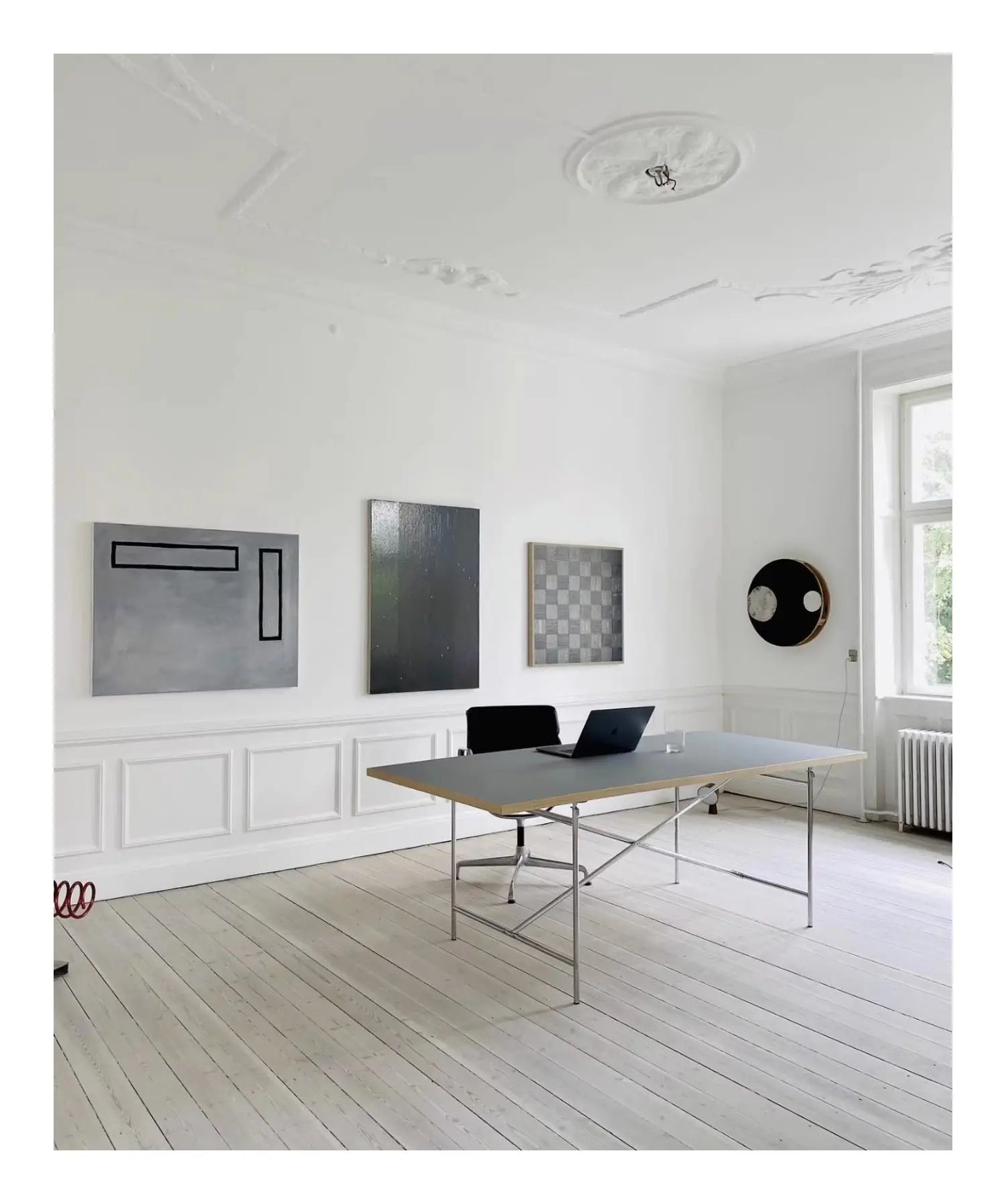 DPstudio vintage simple desk, stainless steel rectangular dining table, blogger, same conference table Bauhaus