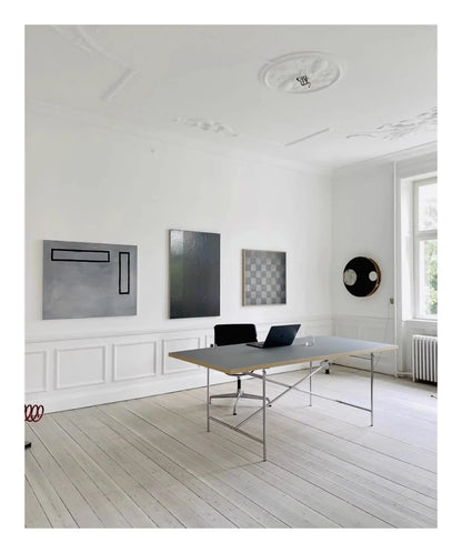 DPstudio vintage simple desk, stainless steel rectangular dining table, blogger, same conference table Bauhaus