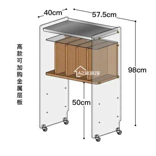 Medieval vinyl record cabinet, solid wood movable side cabinet, small unit, modern magazine cabinet, living room cart