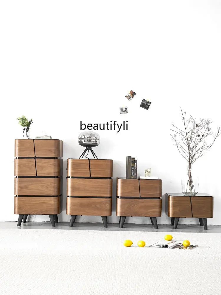 yj Nordic Style Chest of Drawers Modern Minimalist Tempered Glass Fashion Locker Storage Cabinet
