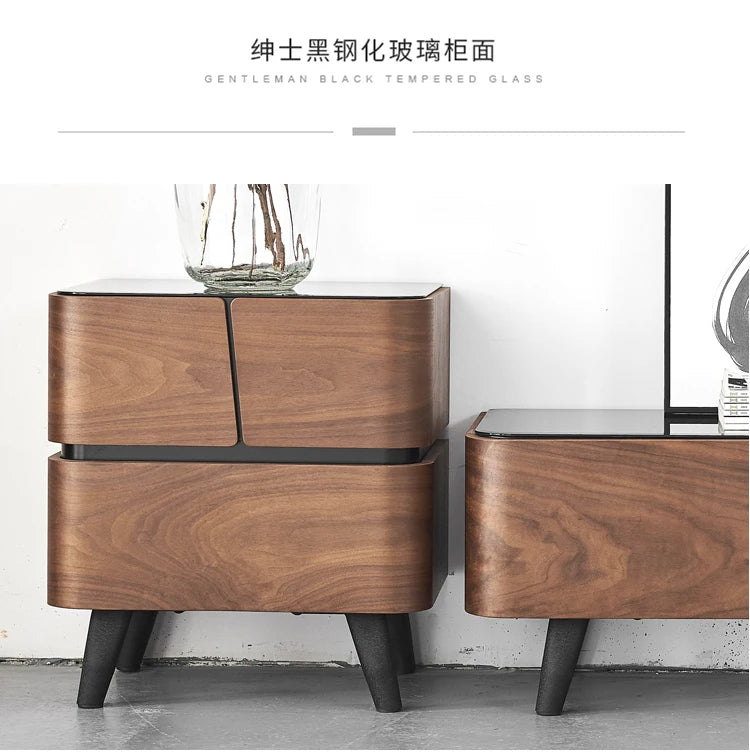 yj Nordic Style Chest of Drawers Modern Minimalist Tempered Glass Fashion Locker Storage Cabinet