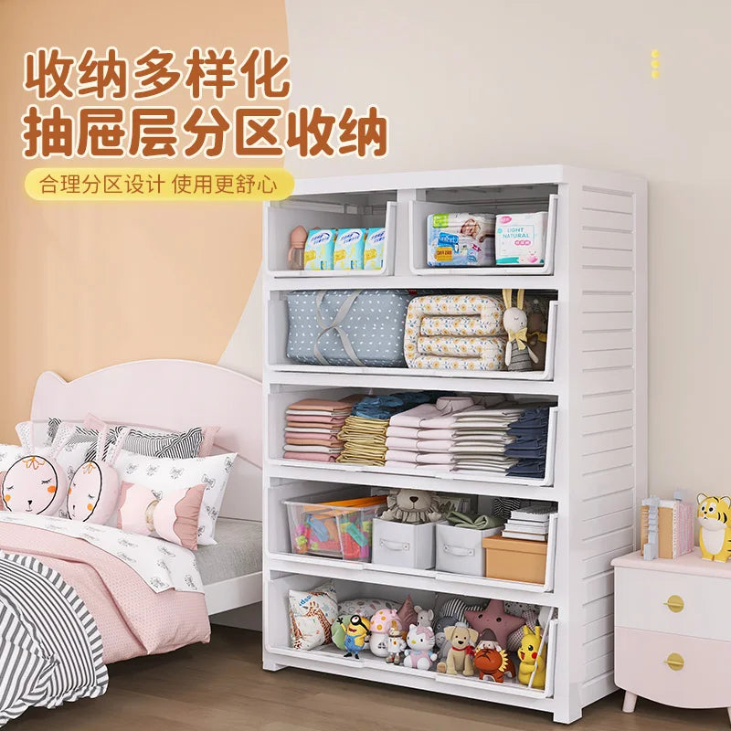 78 wide thickened plastic drawer storage cabinet, baby children's wardrobe, toys, multi-layer storage cabinet, chest of drawers