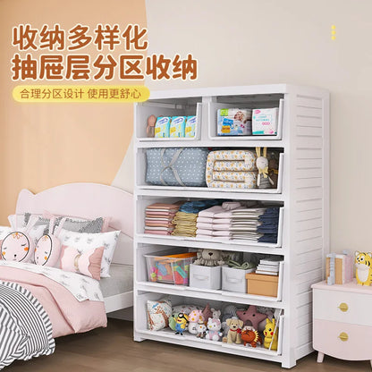 78 wide thickened plastic drawer storage cabinet, baby children's wardrobe, toys, multi-layer storage cabinet, chest of drawers