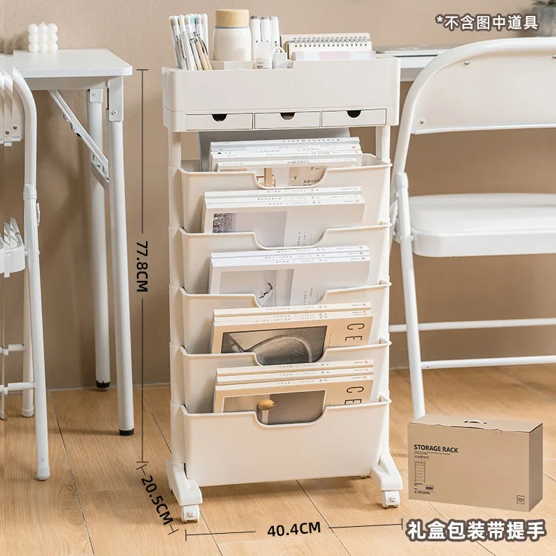 Classroom Desk Storage Shelf Sub-study Movable Large-capacity Bookshelf Children's Room Book Storage Artifact