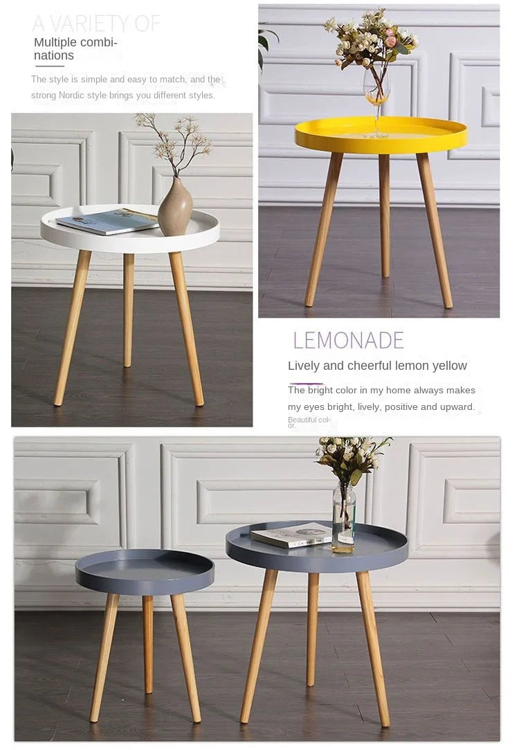 Nordic Furniture Small Coffee Tables Family Modern Balcony Live Room Bedroom Sofa Side Corner Movable Tray Round Table Assembly