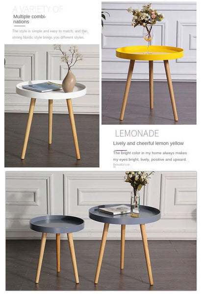 Nordic Furniture Small Coffee Tables Family Modern Balcony Live Room Bedroom Sofa Side Corner Movable Tray Round Table Assembly