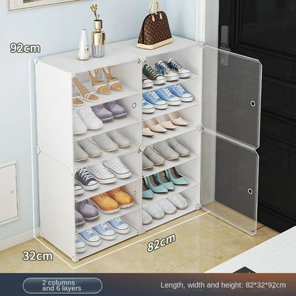 Small-Scale Foldable Cabinets For Home Living Room Multilayer Large Space Shelf Student Dormitory Dust Proof Shoe Storage Rack