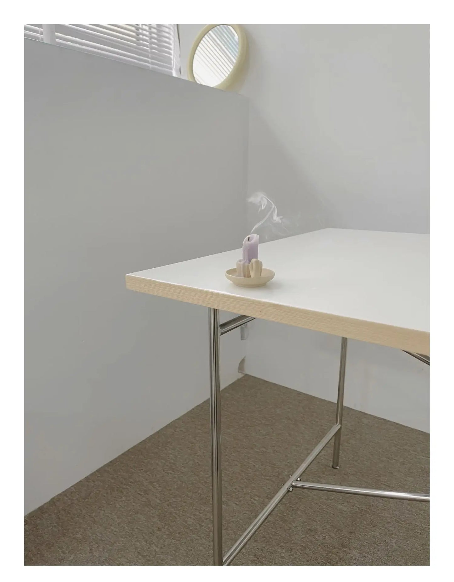 DPstudio vintage simple desk, stainless steel rectangular dining table, blogger, same conference table Bauhaus