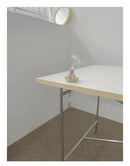DPstudio vintage simple desk, stainless steel rectangular dining table, blogger, same conference table Bauhaus