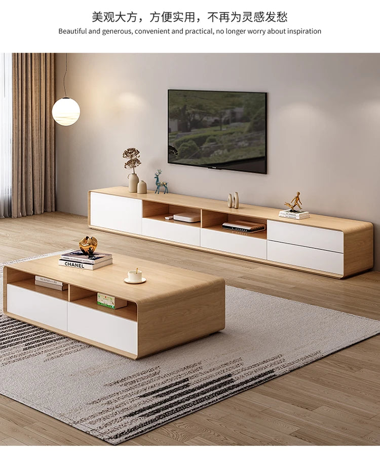 HYP Simple TV Cabinet Coffee Table Combination Nordic Set Modern Living Room Floor Cabinet Large and Small Apartment Type