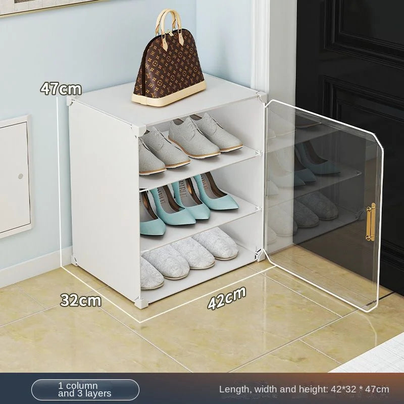Small-Scale Foldable Cabinets For Home Living Room Multilayer Large Space Shelf Student Dormitory Dust Proof Shoe Storage Rack