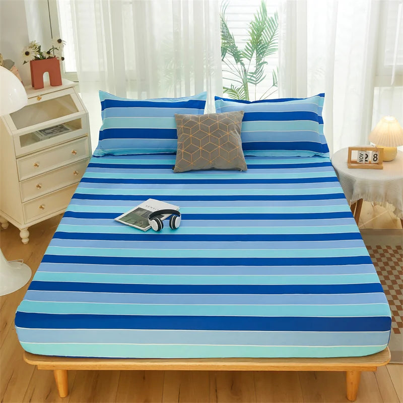 Yaapeet Home Textile Cartoon Blue Whale Bedding Fitted Sheet King Queen Single Size Boy Girl Kid Bed Mattress Cover Protector