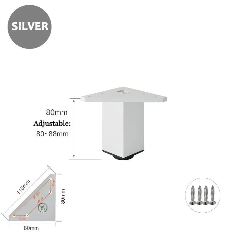 4PCS Furniture Leg Aluminum Triangular Square Sofa Leg with Screw Thickening Metal Furniture Feet Bathroom Cabinet Coffee Table