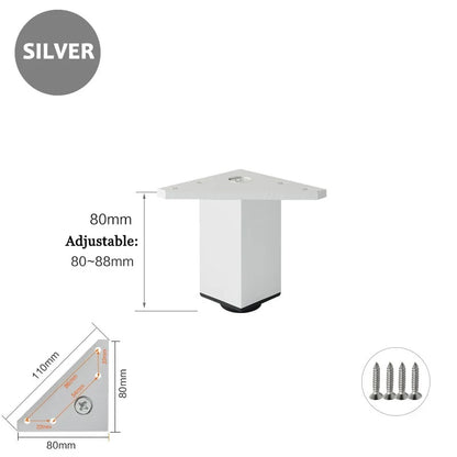 4PCS Furniture Leg Aluminum Triangular Square Sofa Leg with Screw Thickening Metal Furniture Feet Bathroom Cabinet Coffee Table