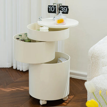 Nordic Furniture, Creative Nightstands, Bedroom Cabinets, Bedside Tables, multifunctional Locker Cart,Round Revolving Side Table