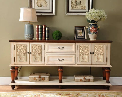 European-Style Solid Wood Console Table American Country Side Cabinet 1.6 M Side View Table Window Side Desk
