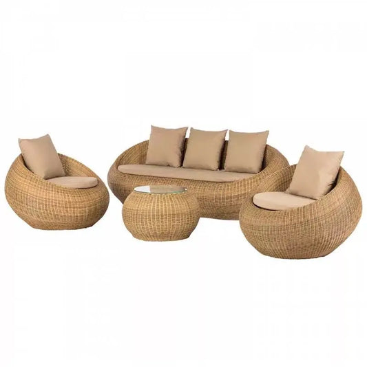 Outdoor rattan sofa combination rattan woven table and chair three piece set of leisure circular sofa furniture
