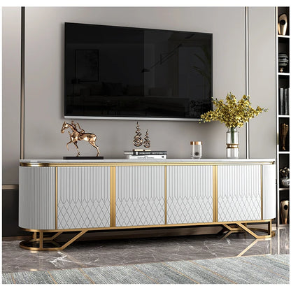 Affordable Luxury Style TV Cabinet and Tea Table Combination Simple Modern Living Room Floor Cabinet Marble