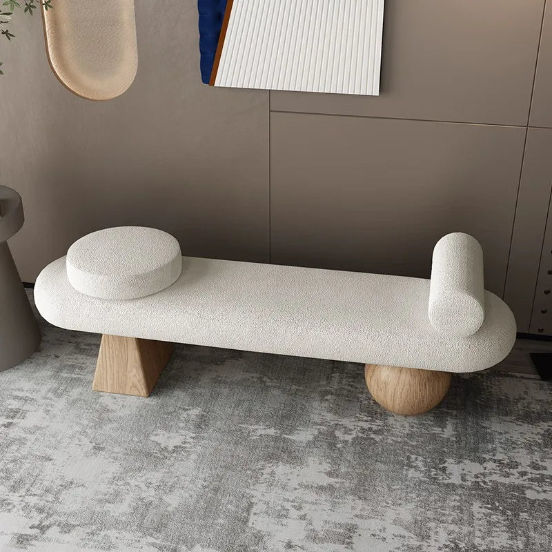 Nordic Solid Wood Shoe Stool Creative Wool Sofa Doorway Senior Sense Cloakroom Living Room Porch Household Fitting Rest Bench