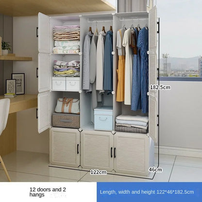 Simplicity Household Bedroom Dustproof Clothes Cabinets For Plastic Assemble Storage Rack Foldable Multilayer Wardrobe Furniture