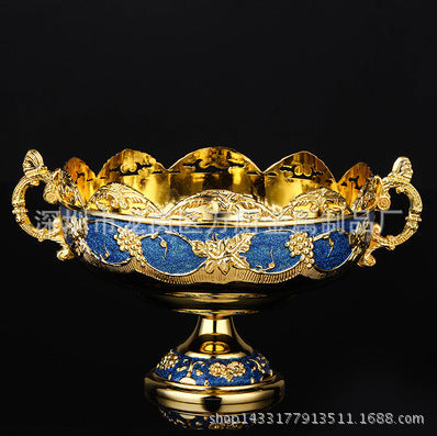 Zinc alloy stainless steel metal European double ear fruit bucket KTV ornament double ear fruit bucket Snack plate