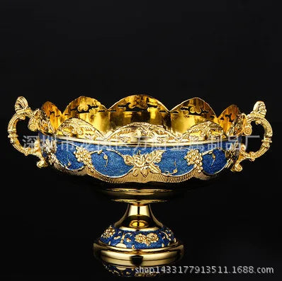 Zinc alloy stainless steel metal European double ear fruit bucket KTV ornament double ear fruit bucket Snack plate