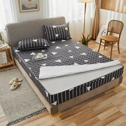 Printing Quilted Cotton Mattress Cover With Zipper Bedspread Mattress Cover Soft King Queen Tatami Bed Dust Cover Customizable
