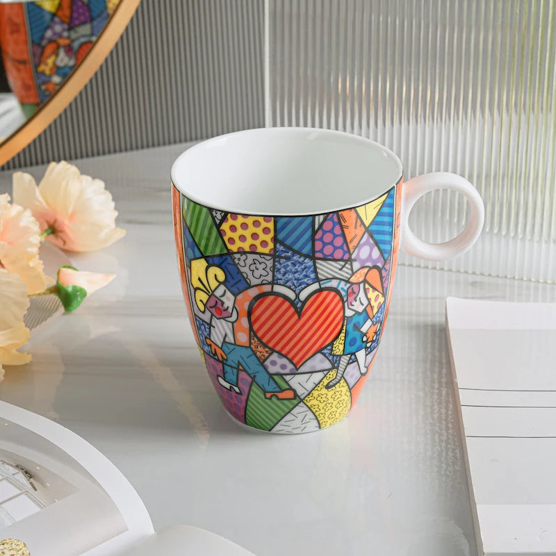 German Blue Cat European Creative Mini Ceramic Coffee Cup Tea Cups and Saucer Sets  Coffee Cup  Cute Cup  Teacup Mug