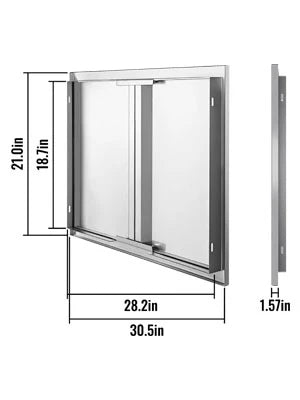 Stainless Steel BBQ Cabinet Access Door W/ Recessed Handle for Indoor/Outdoor Kitchen, BBQ Island, Kitchen Sink, Fireplace