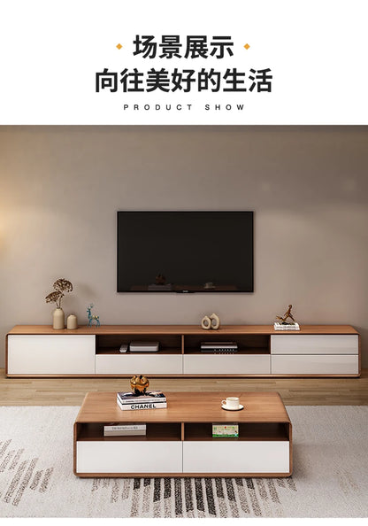 HYP Simple TV Cabinet Coffee Table Combination Nordic Set Modern Living Room Floor Cabinet Large and Small Apartment Type