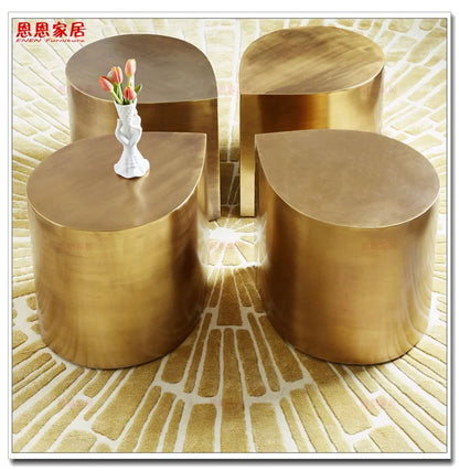 Fresh Four-Leaf Clover Tea Table Tear Drop Coffee Table Brushed Bronze Craft Adler Shaped Sofa Side Table