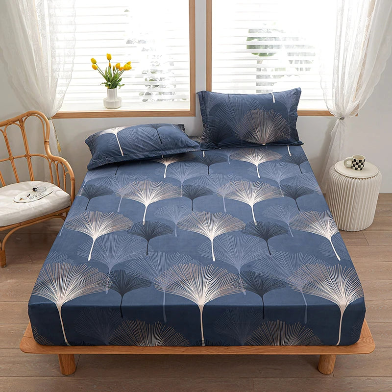 1pc 100% polyester printing bed mattress set with four corners and elastic band sheets hot sale(pillowcases need order)