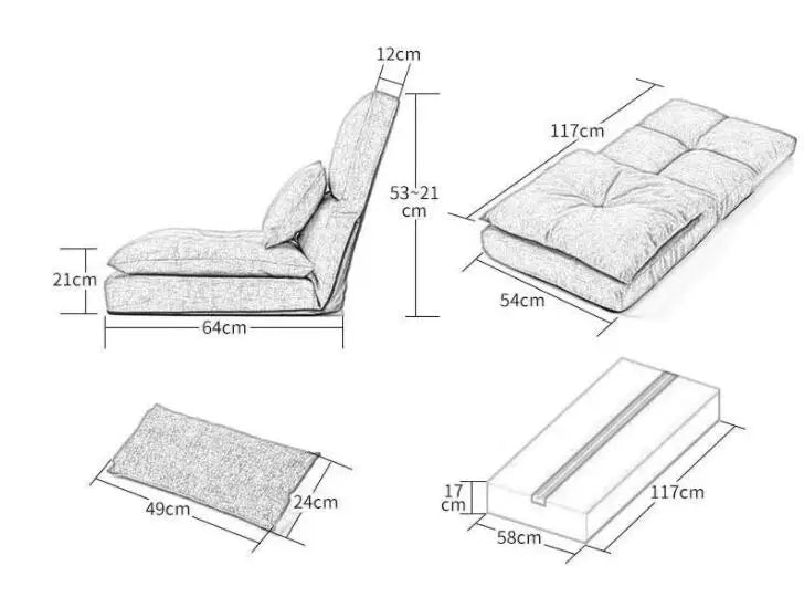 Floor Chair Japanese Style Adult Foldable Multifunctional Leisure Tatami Lazy Sofa Folding Chaise Lounge Soft and Comfortable