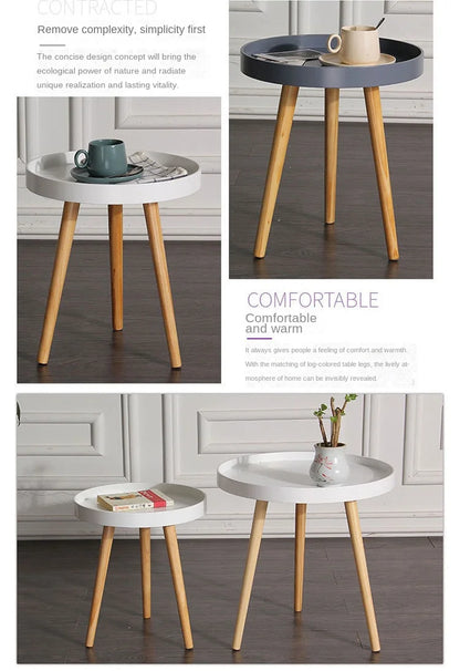 Nordic Furniture Small Coffee Tables Family Modern Balcony Live Room Bedroom Sofa Side Corner Movable Tray Round Table Assembly