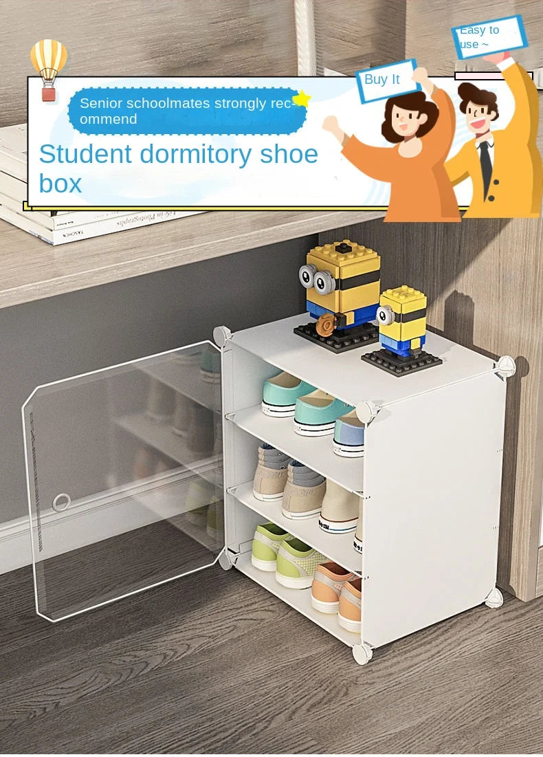 Small-Scale Foldable Cabinets For Home Living Room Multilayer Large Space Shelf Student Dormitory Dust Proof Shoe Storage Rack