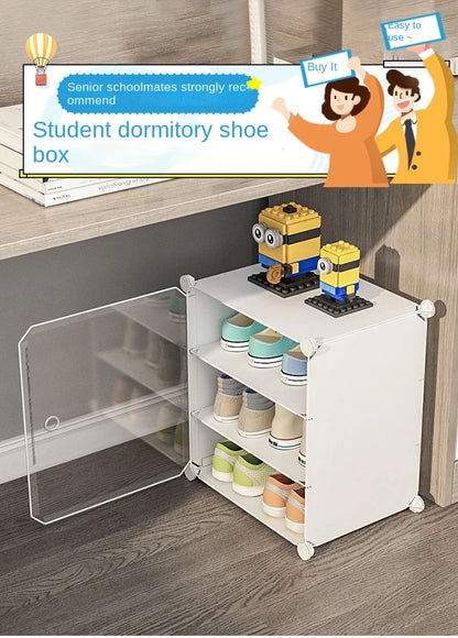 Small-Scale Foldable Cabinets For Home Living Room Multilayer Large Space Shelf Student Dormitory Dust Proof Shoe Storage Rack