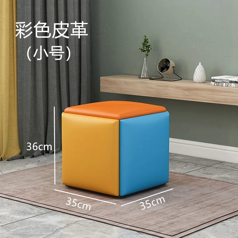 Nordic Furniture 5 In 1 Sofa Soft Stool Cube Storage Folding Shoe Bench Coffee Table Chairs For Kitchen Living Room Stools