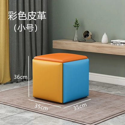 Nordic Furniture 5 In 1 Sofa Soft Stool Cube Storage Folding Shoe Bench Coffee Table Chairs For Kitchen Living Room Stools